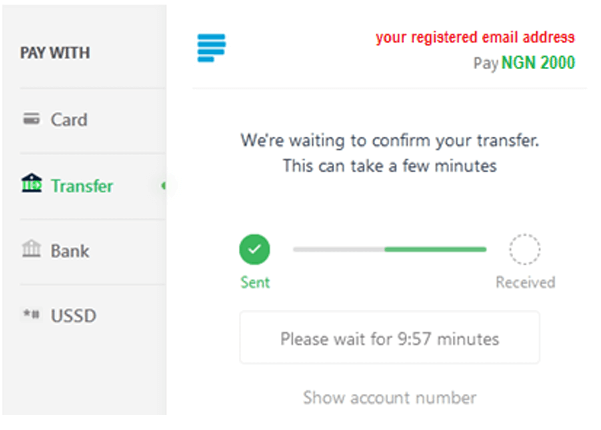 Transfer confirmation screen